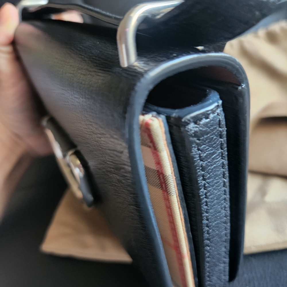 BURBERRY Goatskin Vintage Check Mini D-Ring Bag Black - Picture 6 of 16